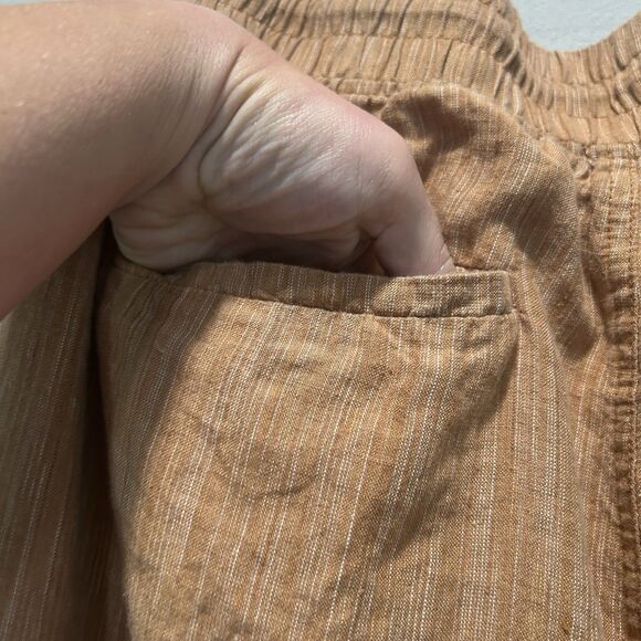 Athleta Womens Pants 26 Linen Textured Wide Leg Brown Pockets Beach Coastal - Picture 5 of 14